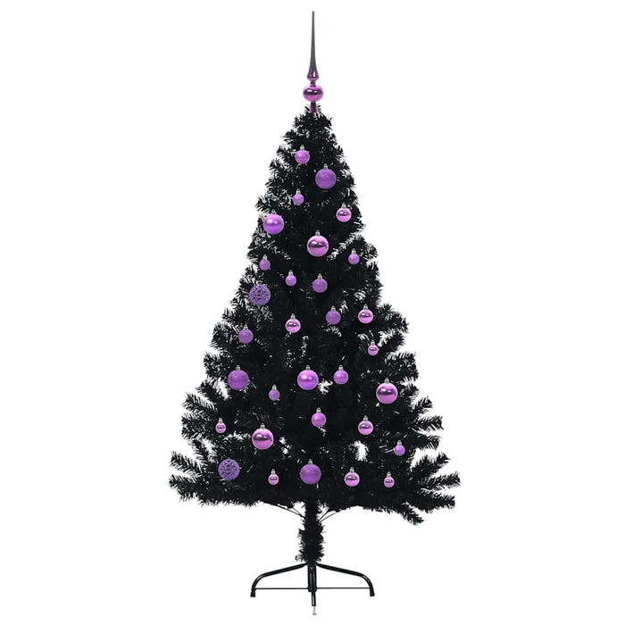 Albero di Natale artificiale con luci integrate Nero 150 cm PVC 3397134