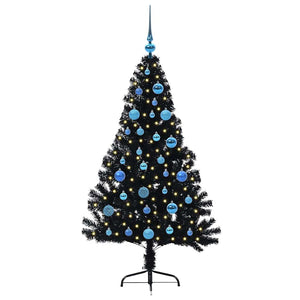 Albero di Natale artificiale con luci integrate Nero 150 cm PVC 3397135
