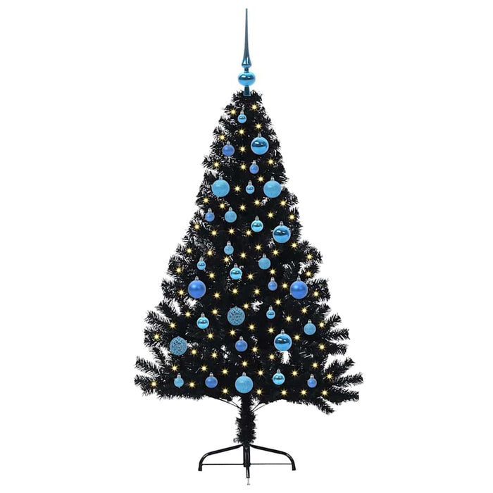 Albero di Natale artificiale con luci integrate Nero 150 cm PVC 3397135