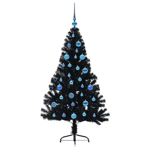 Albero di Natale artificiale con luci integrate Nero 150 cm PVC 3397135