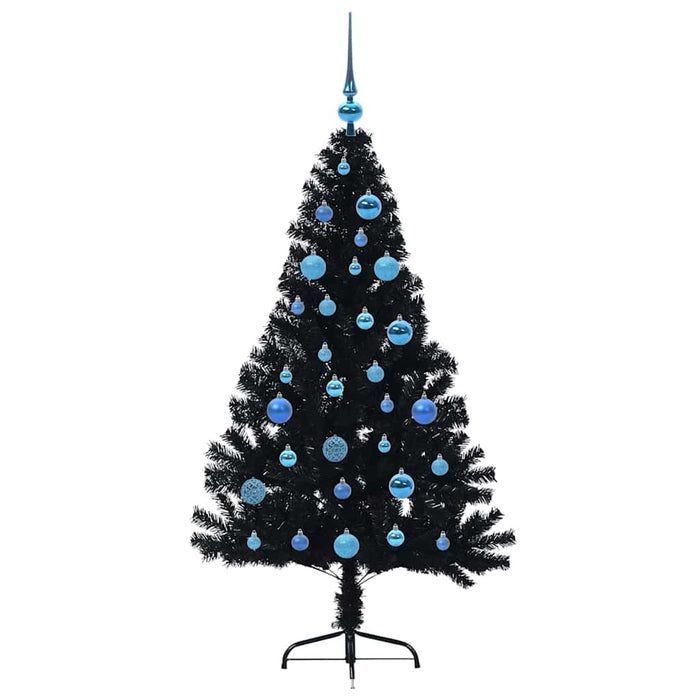 Albero di Natale artificiale con luci integrate Nero 150 cm PVC 3397135