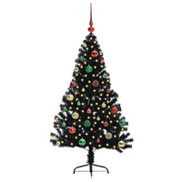 Albero di Natale artificiale con luci integrate Nero 150 cm PVC 3397136