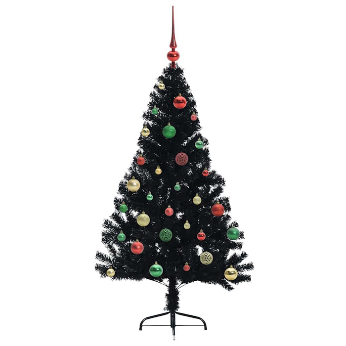Albero di Natale artificiale con luci integrate Nero 150 cm PVC 3397136