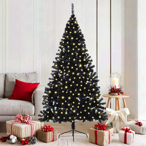 Albero di Natale artificiale con luci integrate Nero 180 cm PVC 3397137