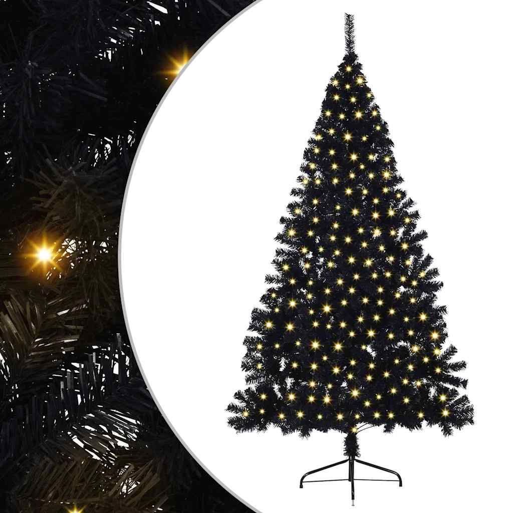 Albero di Natale artificiale con luci integrate Nero 180 cm PVC 3397137
