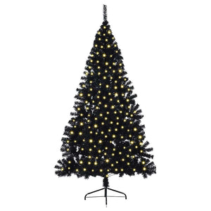 Albero di Natale artificiale con luci integrate Nero 180 cm PVC 3397137