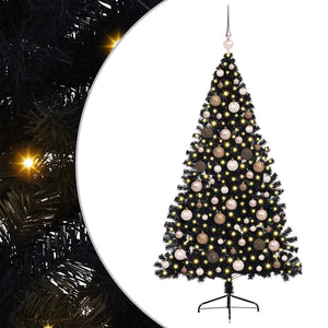 Albero di Natale artificiale con luci integrate Nero 180 cm PVC 3397139