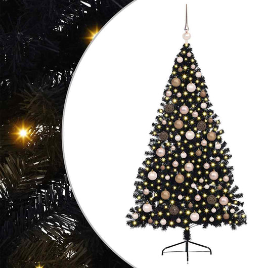 Albero di Natale artificiale con luci integrate Nero 180 cm PVC 3397139
