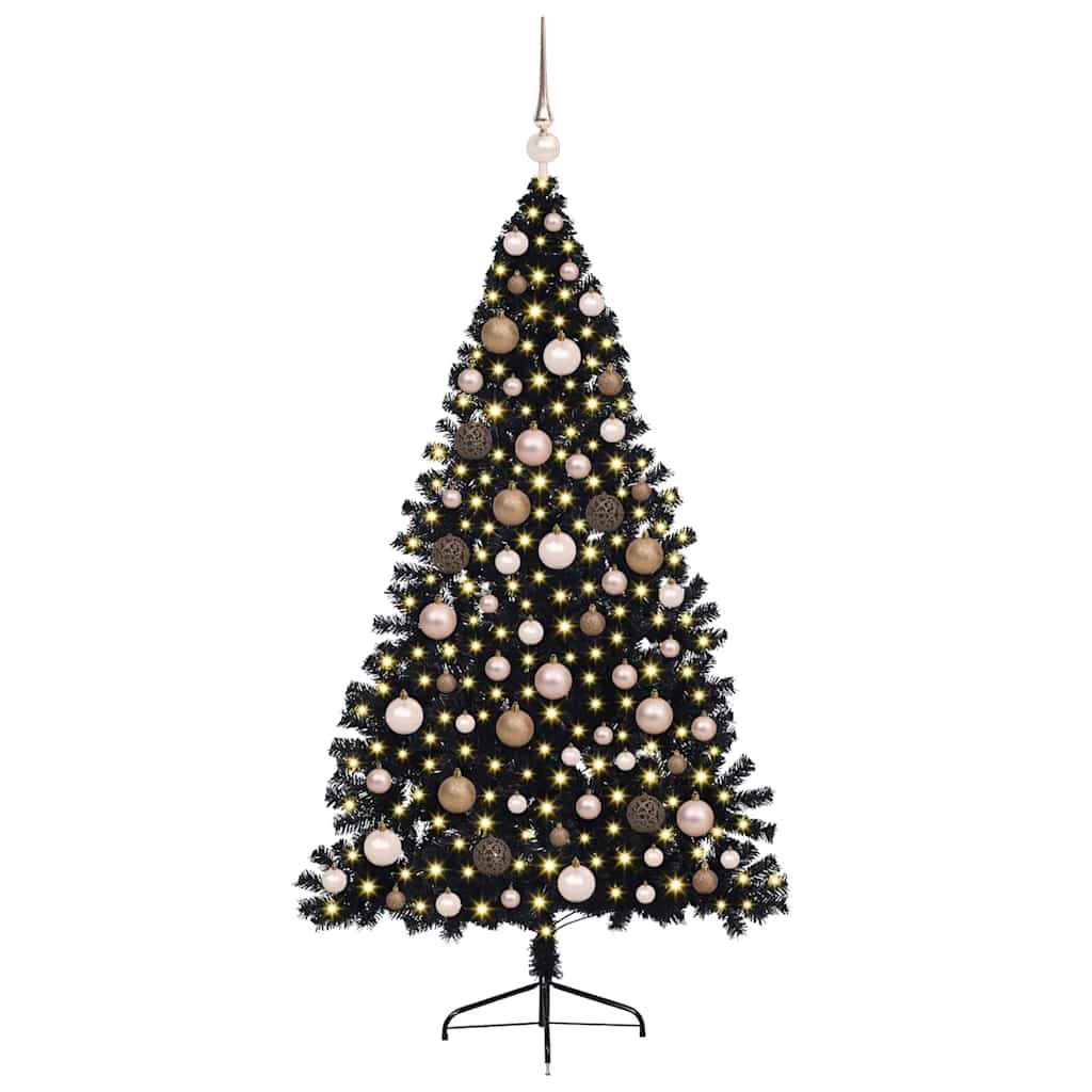 Albero di Natale artificiale con luci integrate Nero 180 cm PVC 3397139
