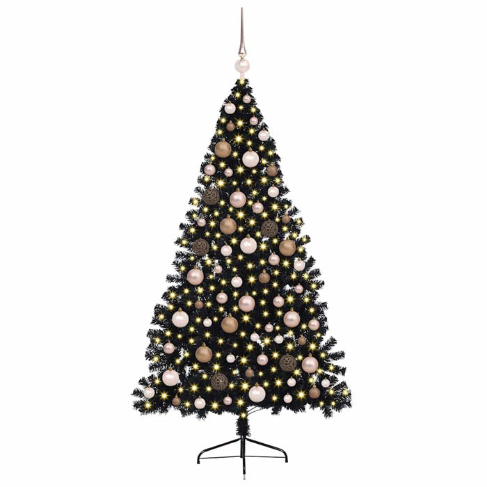 Albero di Natale artificiale con luci integrate Nero 180 cm PVC 3397139