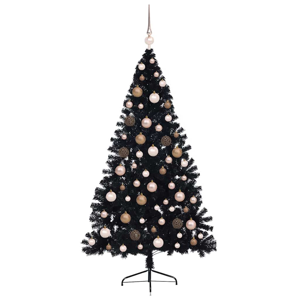 Albero di Natale artificiale con luci integrate Nero 180 cm PVC 3397139