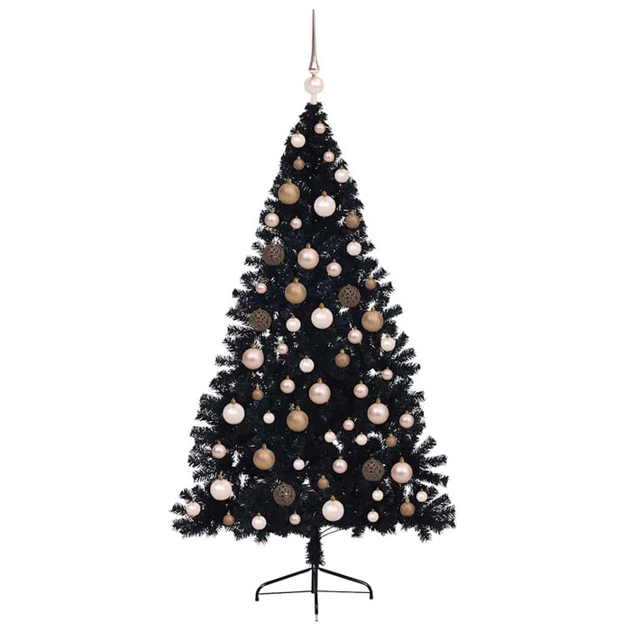 Albero di Natale artificiale con luci integrate Nero 180 cm PVC 3397139
