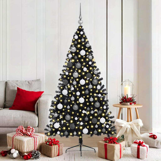 Albero di Natale artificiale preilluminato Nero 180 cm PVC 3397140