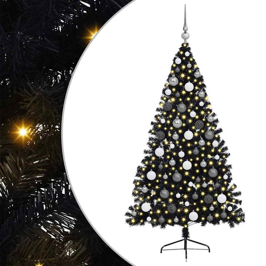 Albero di Natale artificiale preilluminato Nero 180 cm PVC 3397140