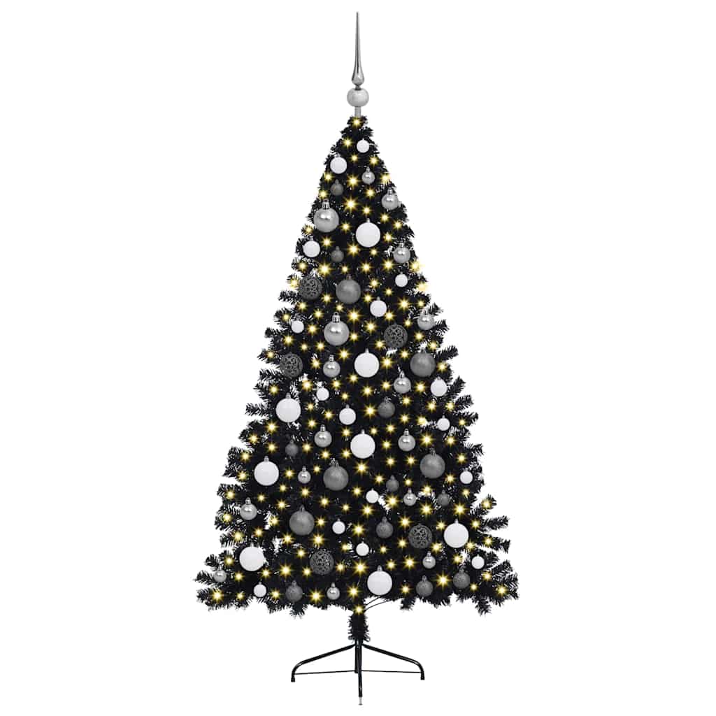 Albero di Natale artificiale preilluminato Nero 180 cm PVC 3397140