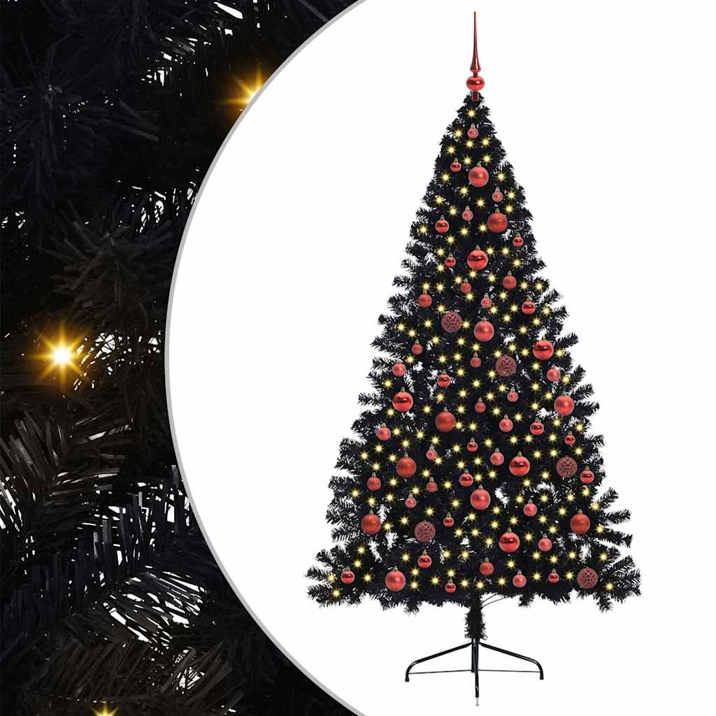 Albero di Natale artificiale con luci integrate Nero 180 cm PVC 3397141