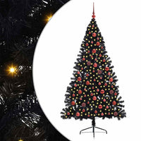 Albero di Natale artificiale con luci integrate Nero 180 cm PVC 3397141