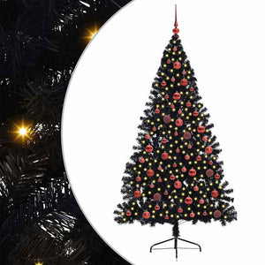 Albero di Natale artificiale con luci integrate Nero 180 cm PVC 3397141