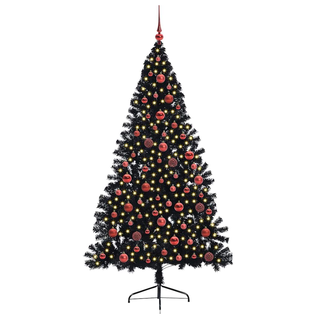 Albero di Natale artificiale con luci integrate Nero 180 cm PVC 3397141