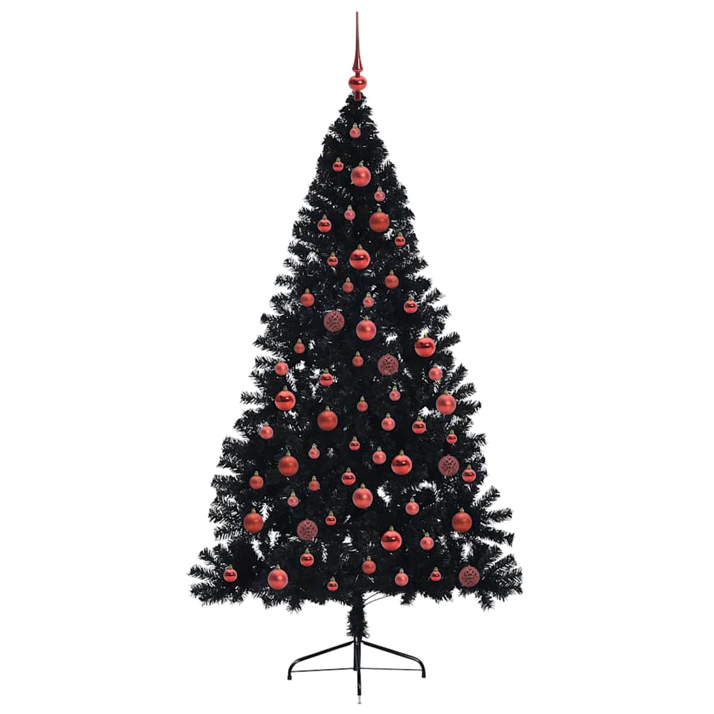 Albero di Natale artificiale con luci integrate Nero 180 cm PVC 3397141