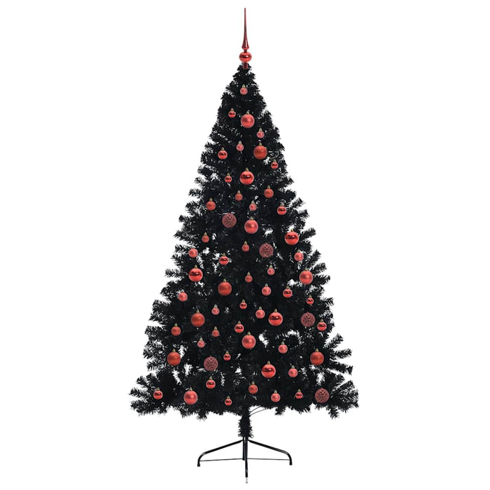 Albero di Natale artificiale con luci integrate Nero 180 cm PVC 3397141