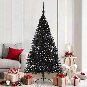 Albero di Natale artificiale con luci integrate Nero 180 cm PVC 3397142