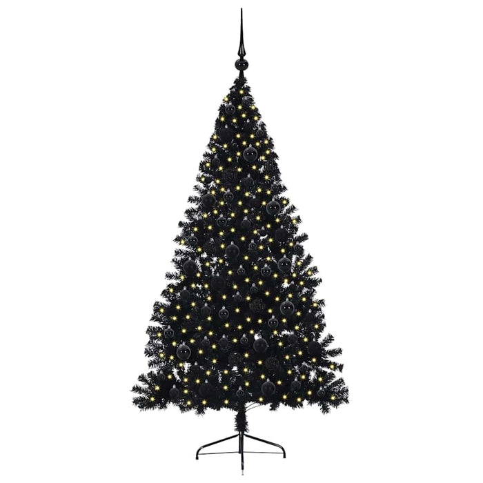 Albero di Natale artificiale con luci integrate Nero 180 cm PVC 3397142