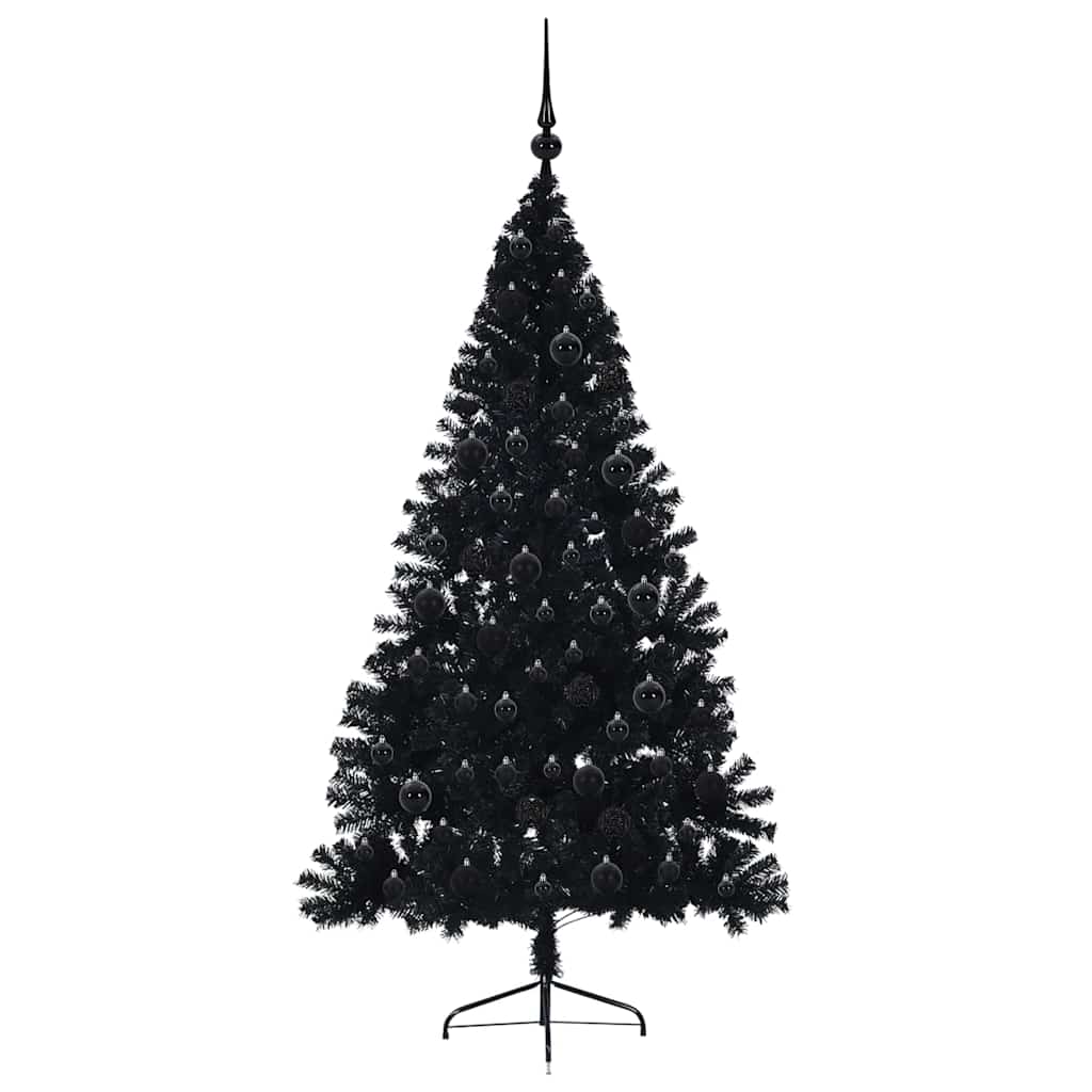 Albero di Natale artificiale con luci integrate Nero 180 cm PVC 3397142