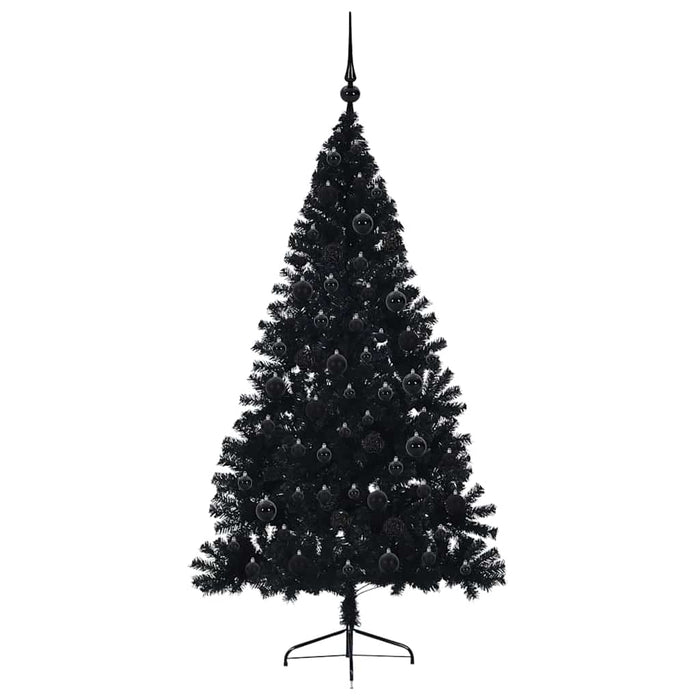 Albero di Natale artificiale con luci integrate Nero 180 cm PVC 3397142