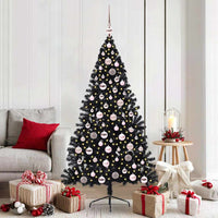 Albero di Natale artificiale con luci integrate Nero 180 cm PVC 3397143