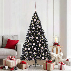 Albero di Natale artificiale con luci integrate Nero 180 cm PVC 3397143