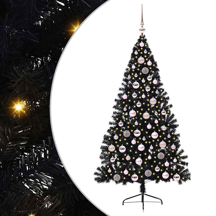 Albero di Natale artificiale con luci integrate Nero 180 cm PVC 3397143