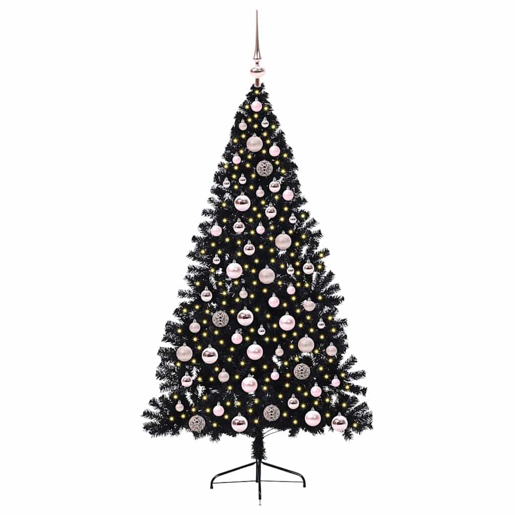 Albero di Natale artificiale con luci integrate Nero 180 cm PVC 3397143