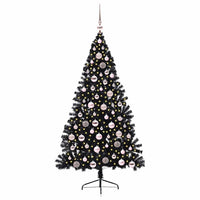 Albero di Natale artificiale con luci integrate Nero 180 cm PVC 3397143