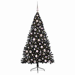 Albero di Natale artificiale con luci integrate Nero 180 cm PVC 3397143
