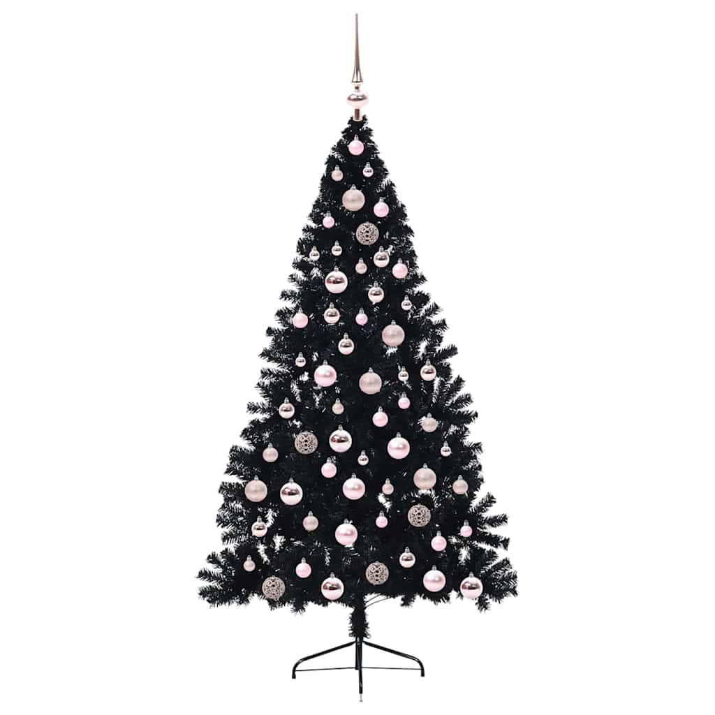 Albero di Natale artificiale con luci integrate Nero 180 cm PVC 3397143