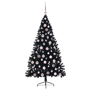 Albero di Natale artificiale con luci integrate Nero 180 cm PVC 3397143