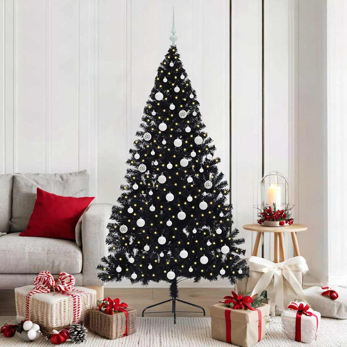 Albero di Natale artificiale con luci integrate Nero 180 cm PVC 3397144
