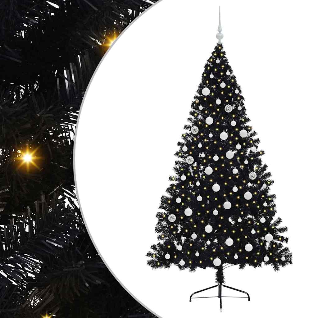 Albero di Natale artificiale con luci integrate Nero 180 cm PVC 3397144