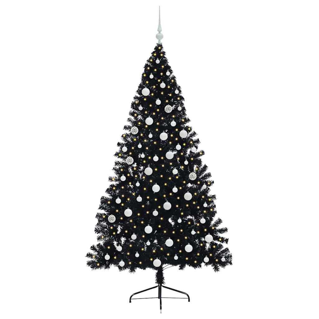Albero di Natale artificiale con luci integrate Nero 180 cm PVC 3397144