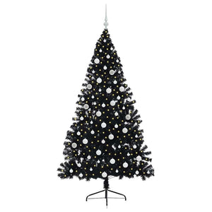 Albero di Natale artificiale con luci integrate Nero 180 cm PVC 3397144
