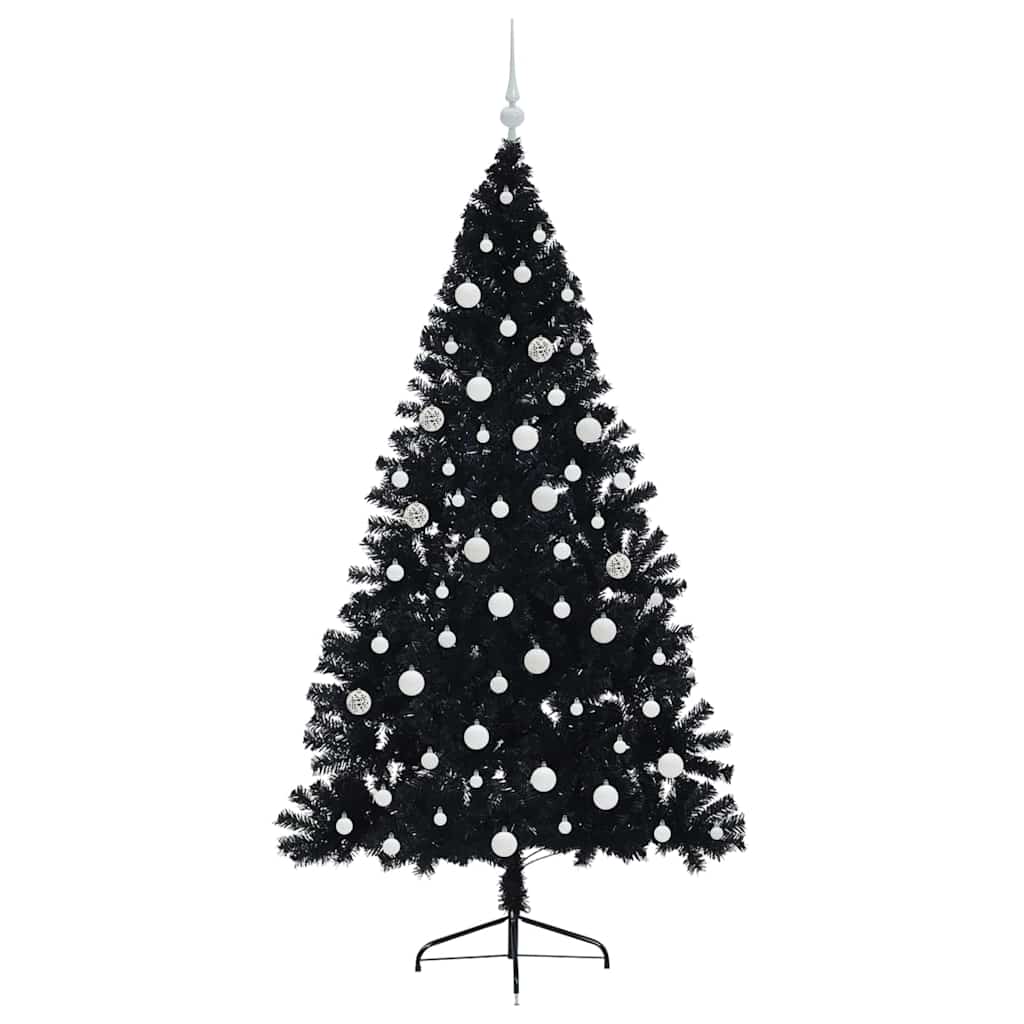 Albero di Natale artificiale con luci integrate Nero 180 cm PVC 3397144