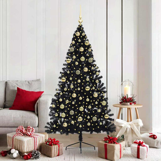 Albero di Natale artificiale con luci integrate Nero 180 cm PVC 3397145
