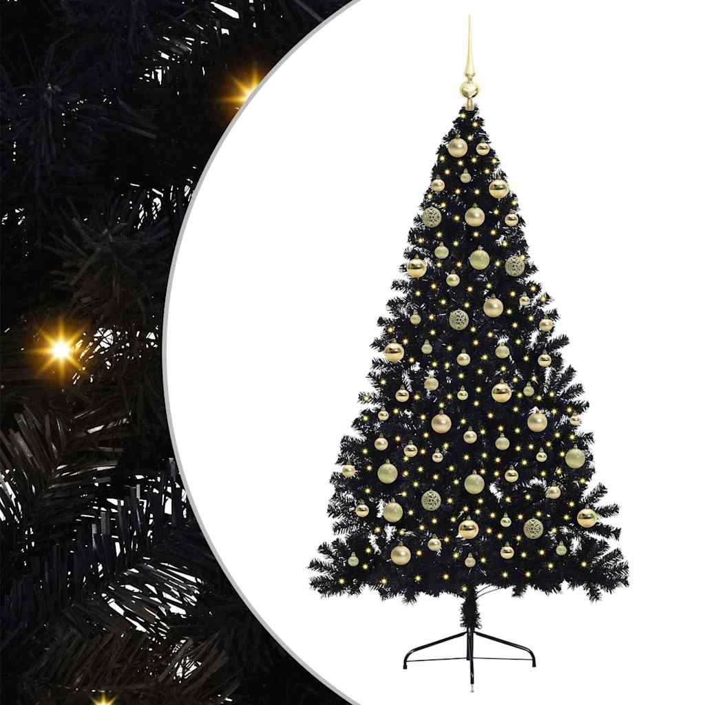 Albero di Natale artificiale con luci integrate Nero 180 cm PVC 3397145