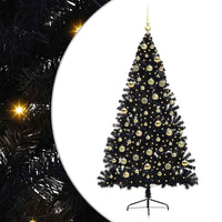 Albero di Natale artificiale con luci integrate Nero 180 cm PVC 3397145