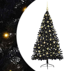 Albero di Natale artificiale con luci integrate Nero 180 cm PVC 3397145