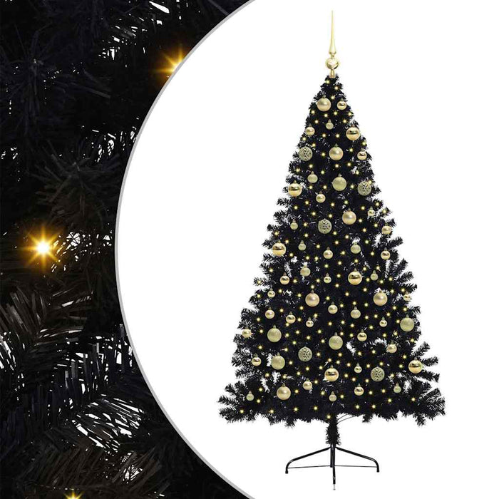 Albero di Natale artificiale con luci integrate Nero 180 cm PVC 3397145