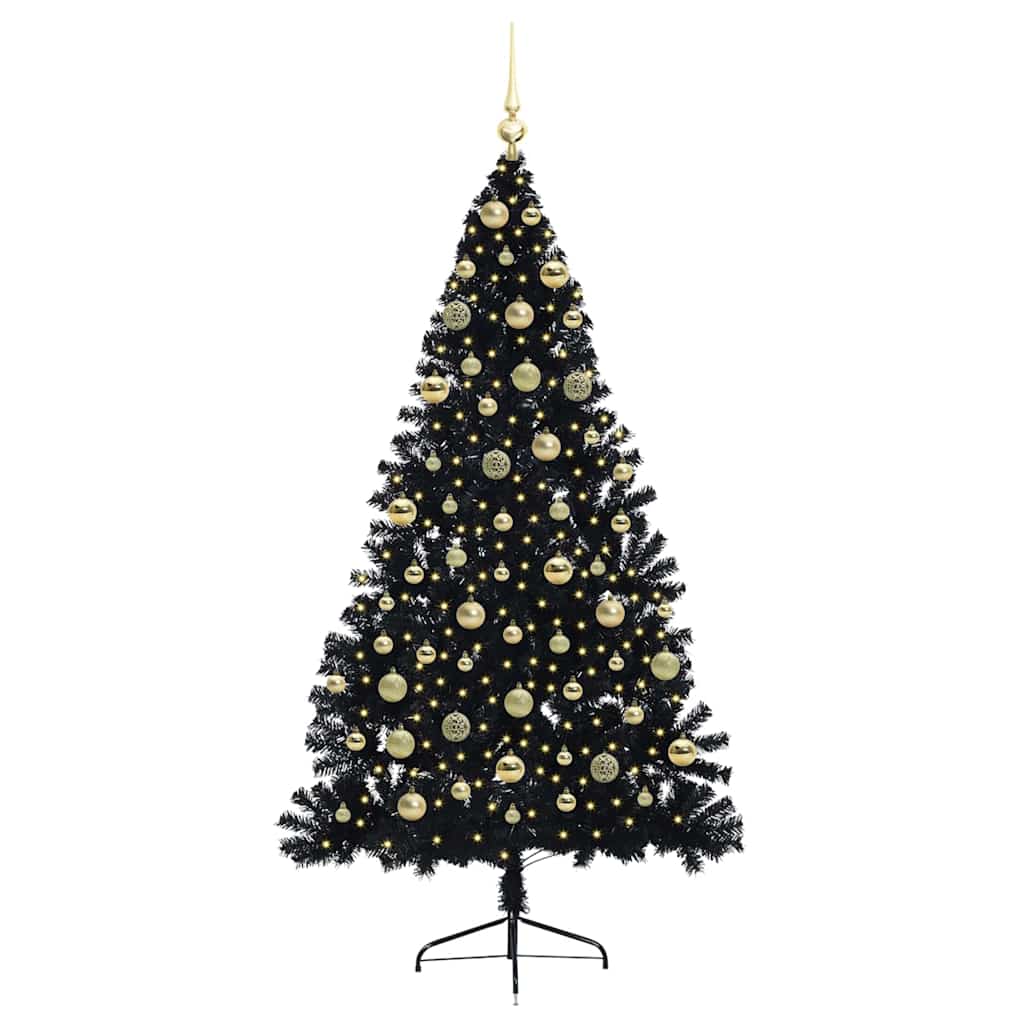 Albero di Natale artificiale con luci integrate Nero 180 cm PVC 3397145
