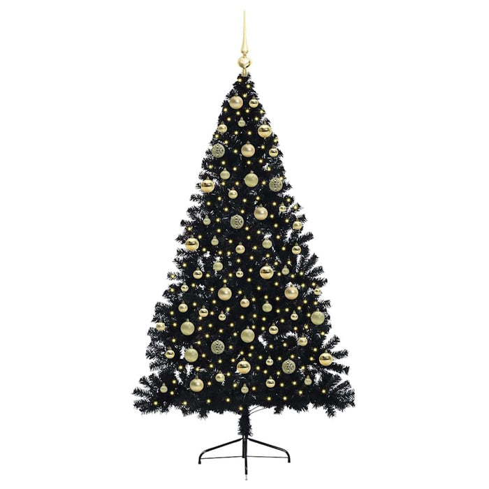 Albero di Natale artificiale con luci integrate Nero 180 cm PVC 3397145