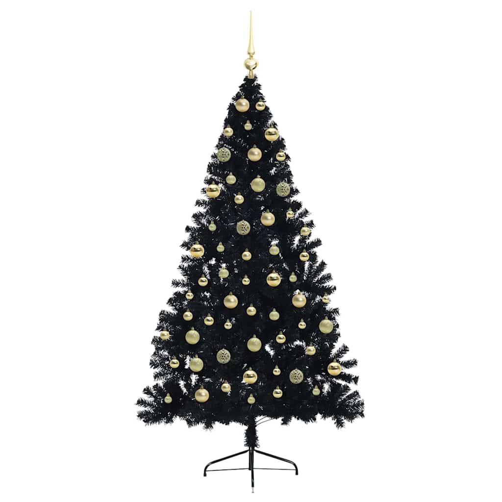 Albero di Natale artificiale con luci integrate Nero 180 cm PVC 3397145
